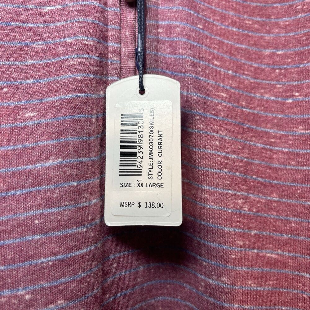 Johnnie-O Skiles Striped 1/4 Zip Pullover Currant Red Men's Sz 2XL NWT - Picture 3 of 8